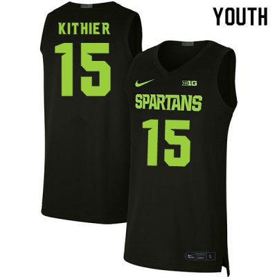 Youth Thomas Kithier Michigan State Spartans #15 Nike NCAA 2019-20 Black Authentic College Stitched Basketball Jersey YL50D72AC